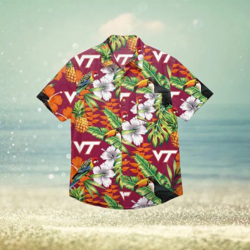 Virginia Tech Hokies Floral Hawaiian Shirt