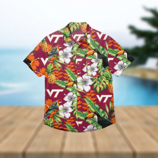 Virginia Tech Hokies Floral Hawaiian Shirt