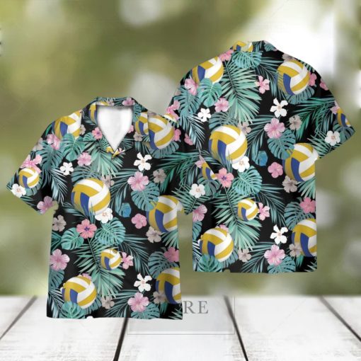 Volleyball Tropical Leaves Pattern Hawaii Shirt 3D Printed Gift For Summer