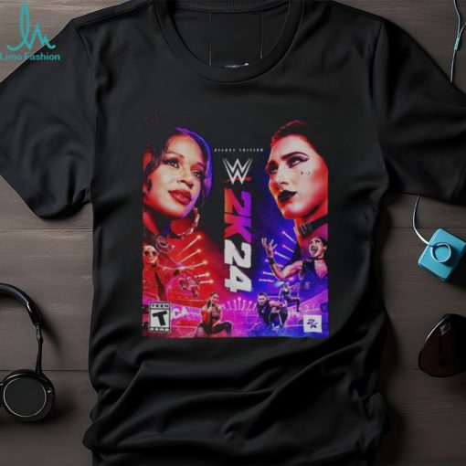 WWE2K24 Deluxe Edition Two Groundbreaking Superstars One Historic Cover Rhea Ripley And Bianca Belair T Shirt