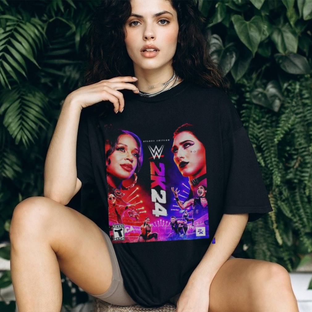 WWE2K24 Deluxe Edition Two Groundbreaking Superstars One Historic Cover Rhea Ripley And Bianca Belair T Shirt WWE2K24 Deluxe Edition Two Groundbreaking Superstars One Historic Cover Rhea Ripley And Bianca Belair T Shirt