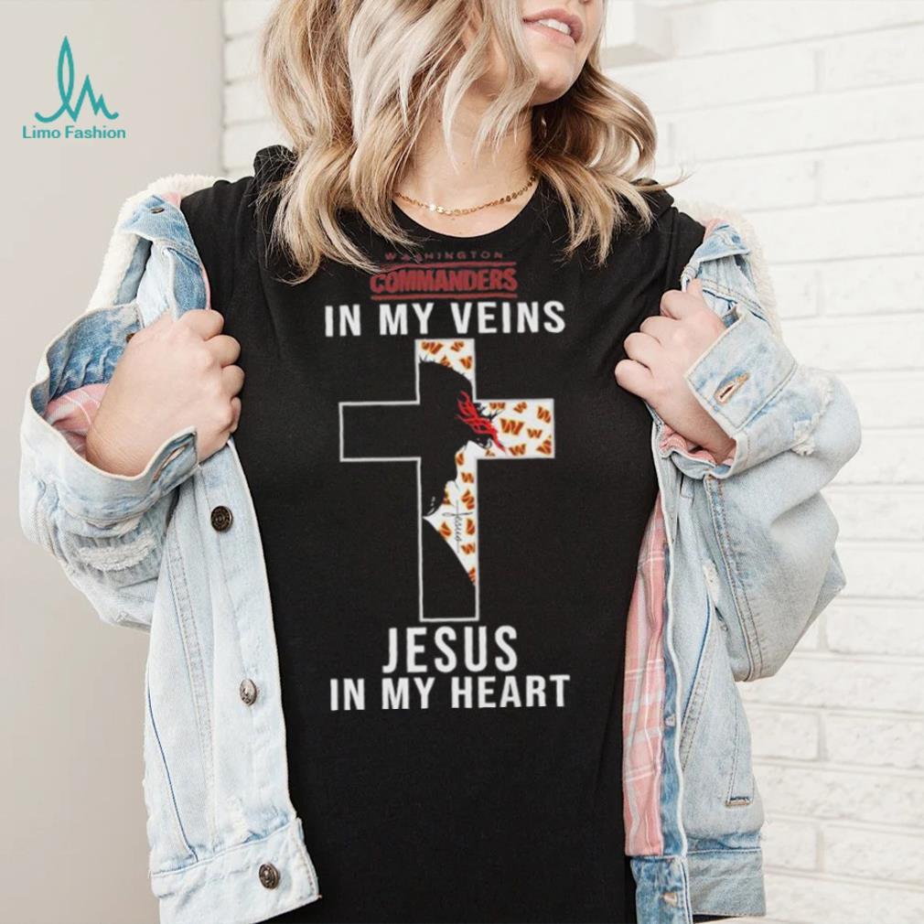 Washington Commanders NFL In My Veins Jesus In My Heart Cross 2024 T Shirt Washington Commanders NFL In My Veins Jesus In My Heart Cross 2024 T Shirt