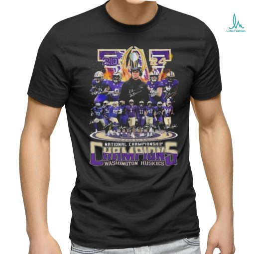 Washington Huskies College Football 2024 National Championships Champions Signatures Shirt