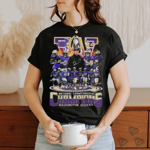 Washington Huskies College Football 2024 National Championships Champions Signatures Shirt