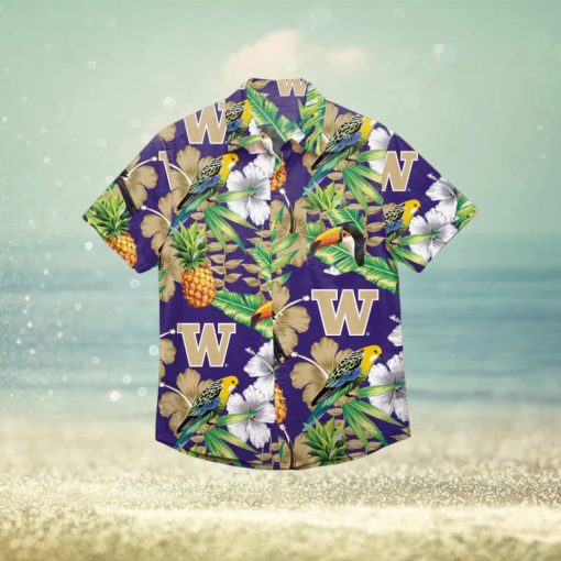 Washington Huskies Floral Hawaiian Shirt