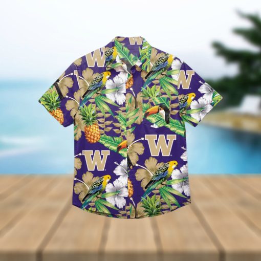 Washington Huskies Floral Hawaiian Shirt