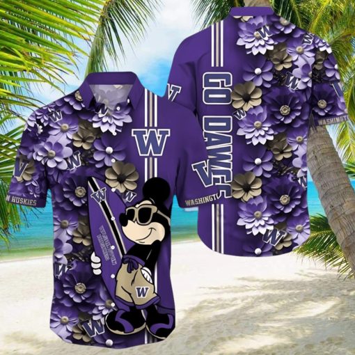 Washington Huskies Hawaiian Shirt Mickey Love Surfing Trending Summer Gift