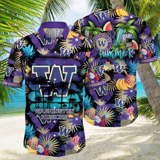 Washington Huskies NCAA Hawaiian Shirt Tan Linestime Aloha Shirt