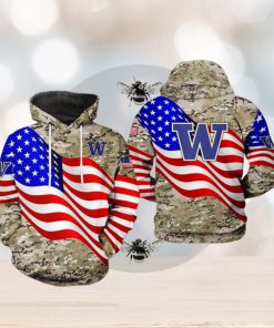 Washington Huskies NCAA US Flag Camo Veteran 3D Printed Hoodie