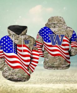 Washington Huskies NCAA US Flag Camo Veteran 3D Printed Hoodie