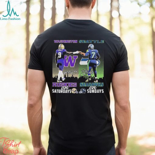 Washington Huskies Penix Jr On Saturdays Seattle Seahawks Smith On Sundays Signatures Shirt