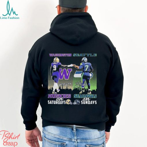 Washington Huskies Penix Jr On Saturdays Seattle Seahawks Smith On Sundays Signatures Shirt