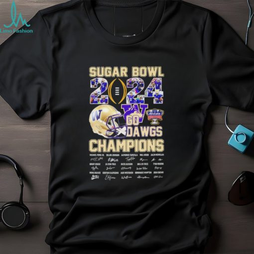 Washington Huskies Sugar Bowl champions 2024 go Dawg all players signatures helmet shirt