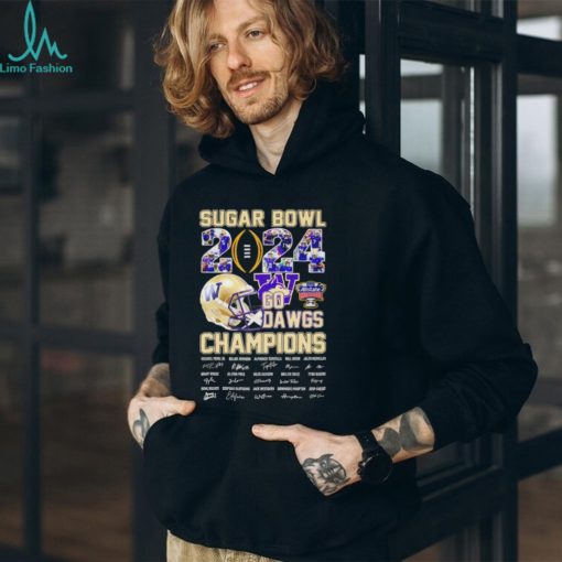 Washington Huskies Sugar Bowl champions 2024 go Dawg all players signatures helmet shirt