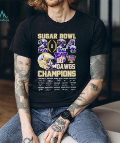 Washington Huskies Sugar Bowl champions 2024 go Dawg all players signatures helmet shirt