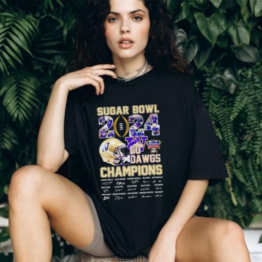 Washington Huskies Sugar Bowl champions 2024 go Dawg all players signatures helmet shirt