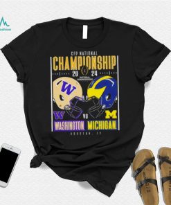Washington Huskies vs Michigan Wolverines 2024 CFP national championship Houston Texas helmet head to head shirt