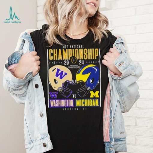 Washington Huskies vs Michigan Wolverines 2024 CFP national championship Houston Texas helmet head to head shirt