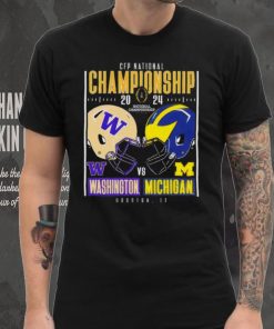 Washington Huskies vs Michigan Wolverines 2024 CFP national championship Houston Texas helmet head to head shirt