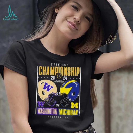 Washington Huskies vs Michigan Wolverines 2024 CFP national championship Houston Texas helmet head to head shirt