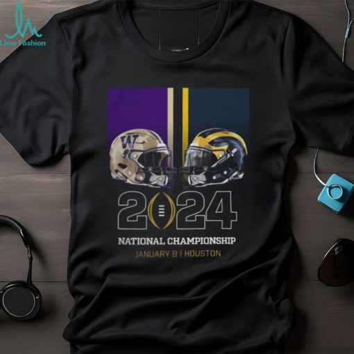 Washington Huskies vs Michigan Wolverines College Football Playoff 2024 National Championship Game Head to Head Helmet T Shirt