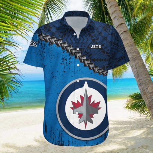 Winnipeg Jets Nhl Grunge Polynesian Tattoo Pattern Hawaiian Shirt For Fans