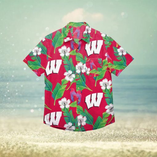 Wisconsin Badgers Floral Hawaiian Shirt