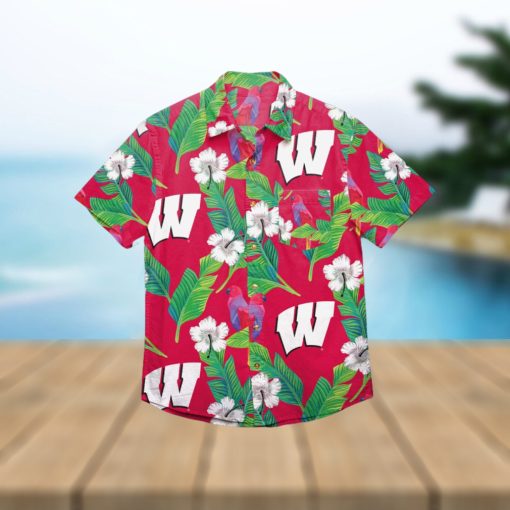 Wisconsin Badgers Floral Hawaiian Shirt