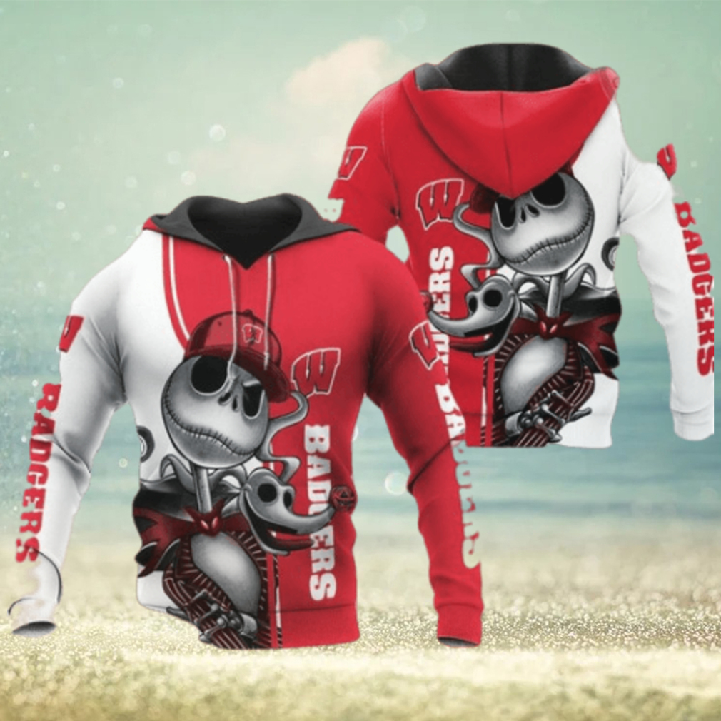 Wisconsin Badgers Jack Skellington And Zero 3D Hoodie Wisconsin Badgers Jack Skellington And Zero 3D Hoodie
