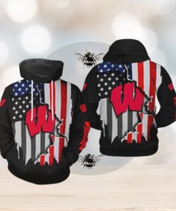 Wisconsin Badgers NCAA US Flag 3D Printed Hoodie
