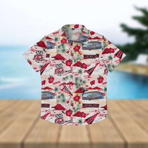 Wisconsin Badgers Thematic Stadium Print Hawaiian Shirt