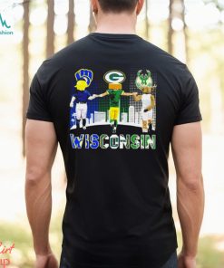 Wisconsin city Milwaukee Brewers baseball Green Bay Packers football Milwaukee Bucks basketball logo mascots shirt