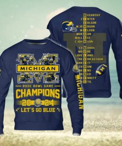 Wolverines Let’s Go Blue 2024 Rose Bowl Game Champs 3D Sweatshirt