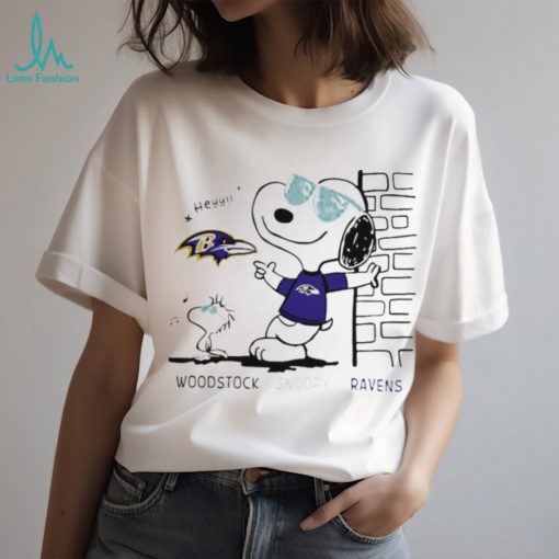 Woodstock Snoopy Baltimore Ravens For Sports Fan Tee Shirt