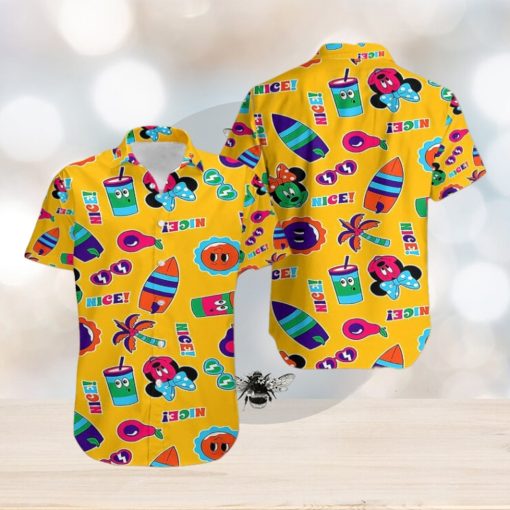 Yellow Mickey Mouse Hawaiian Shirt Print For Summer