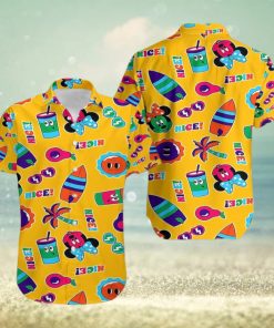 Yellow Mickey Mouse Hawaiian Shirt Print For Summer