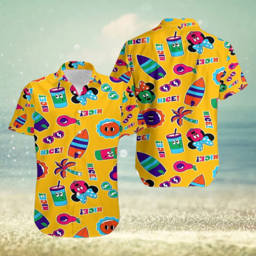 Yellow Mickey Mouse Hawaiian Shirt Print For Summer Yellow Mickey Mouse Hawaiian Shirt Print For Summer