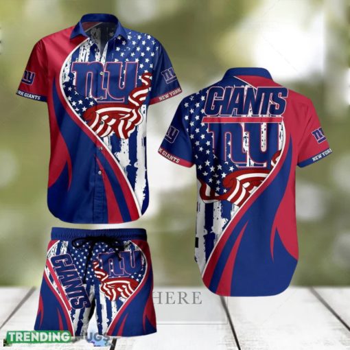 York Giants NFL Vintage US Flag Graphic Hawaiian Shirt And Short For Best Fans Gift New Trending Beach Holiday