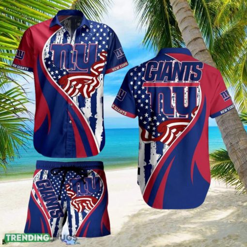 York Giants NFL Vintage US Flag Graphic Hawaiian Shirt And Short For Best Fans Gift New Trending Beach Holiday