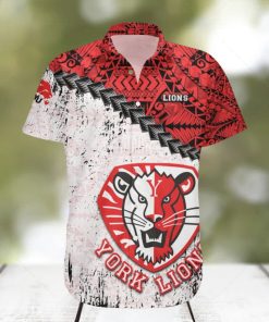 York Lions Ca Cis Grunge Polynesian Tattoo Pattern Hawaiian Shirt For Fans