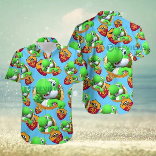 Yoshi Mario As Roma Blue Baseball Hawaiian Shirt