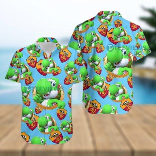 Yoshi Mario As Roma Blue Baseball Hawaiian Shirt
