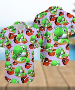 Yoshi Mario Baltimore Orioles Purple Fancy Hawaiian Shirts