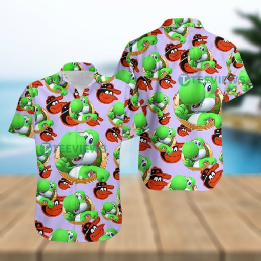 Yoshi Mario Baltimore Orioles Purple Fancy Hawaiian Shirts