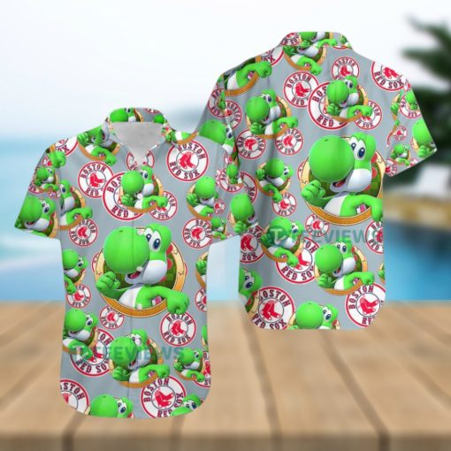 Yoshi Mario Boston Red Sox Grey Bulk Hawaiian Shirts