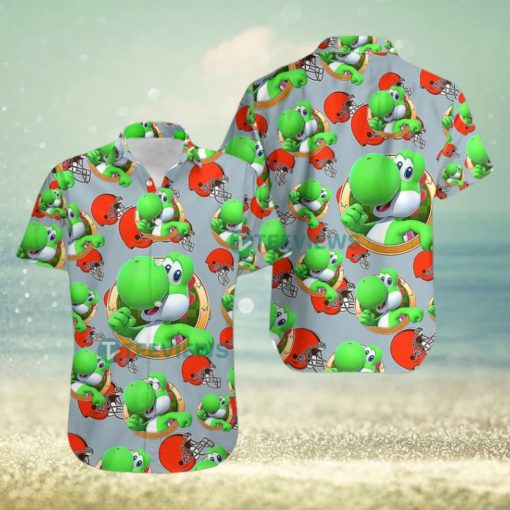 Yoshi Mario Cleveland Browns Grey Family Hawaiian Shirts