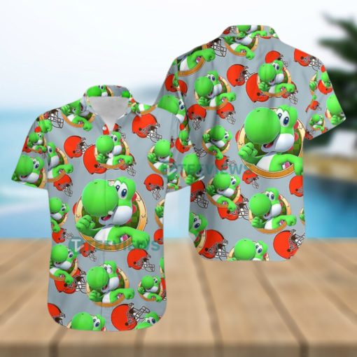 Yoshi Mario Cleveland Browns Grey Family Hawaiian Shirts