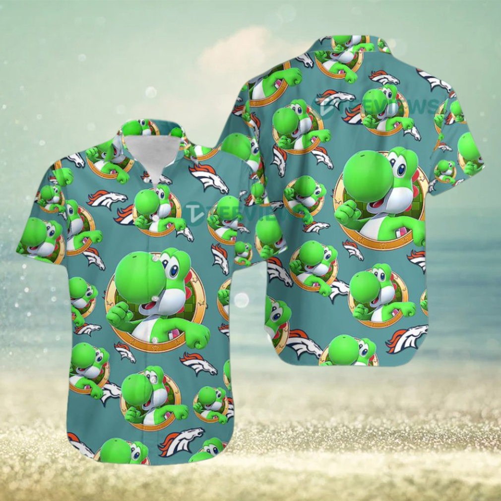 Yoshi Mario Denver Broncos Green Mens Cotton Hawaiian Shirts Yoshi Mario Denver Broncos Green Mens Cotton Hawaiian Shirts
