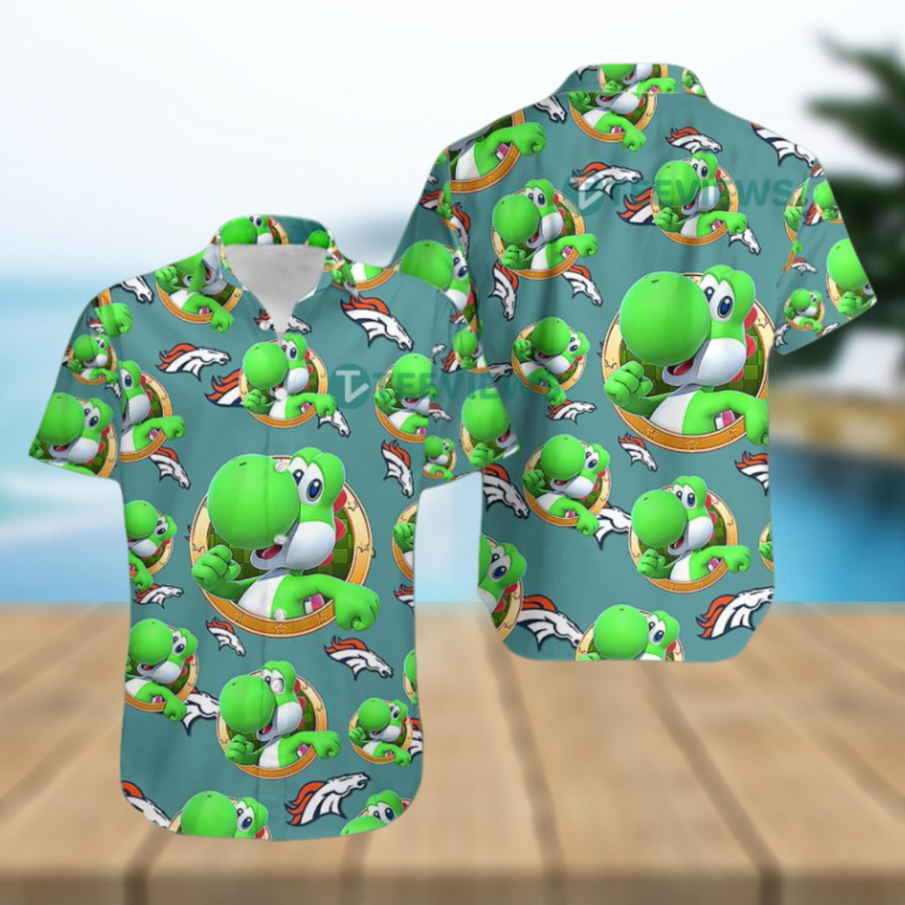 Yoshi Mario Denver Broncos Green Mens Cotton Hawaiian Shirts Yoshi Mario Denver Broncos Green Mens Cotton Hawaiian Shirts