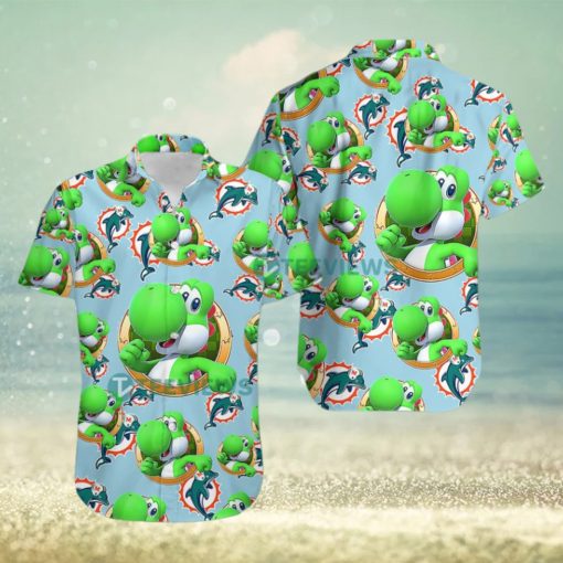 Yoshi Mario Miami Dolphins Nfl Light Bue Hawaiian Shirt Print